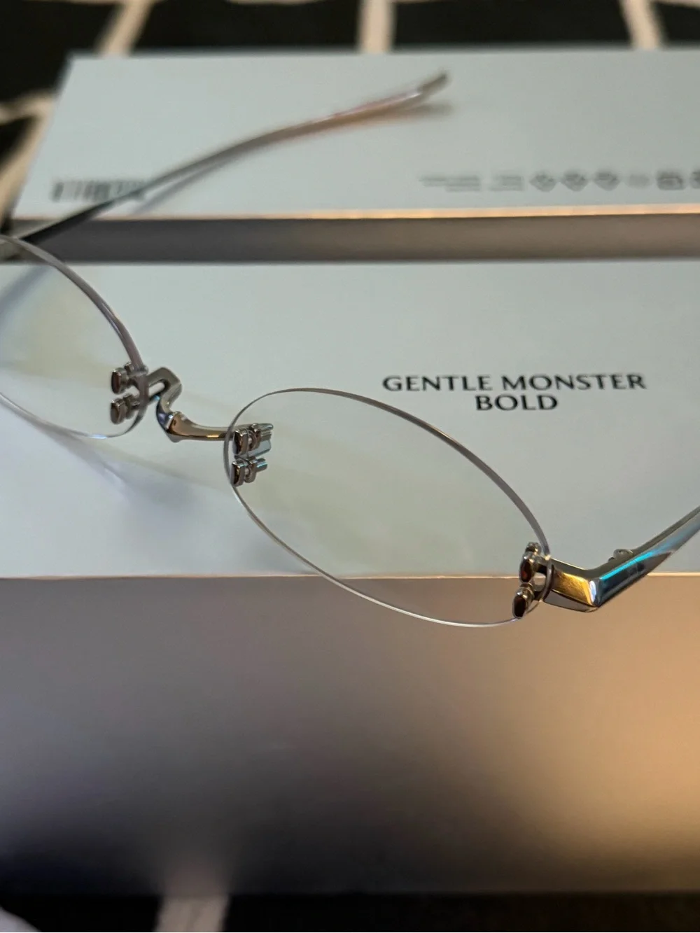 GENTLE MONSTER Furi Silver Rimless Oval Clear Glasses
